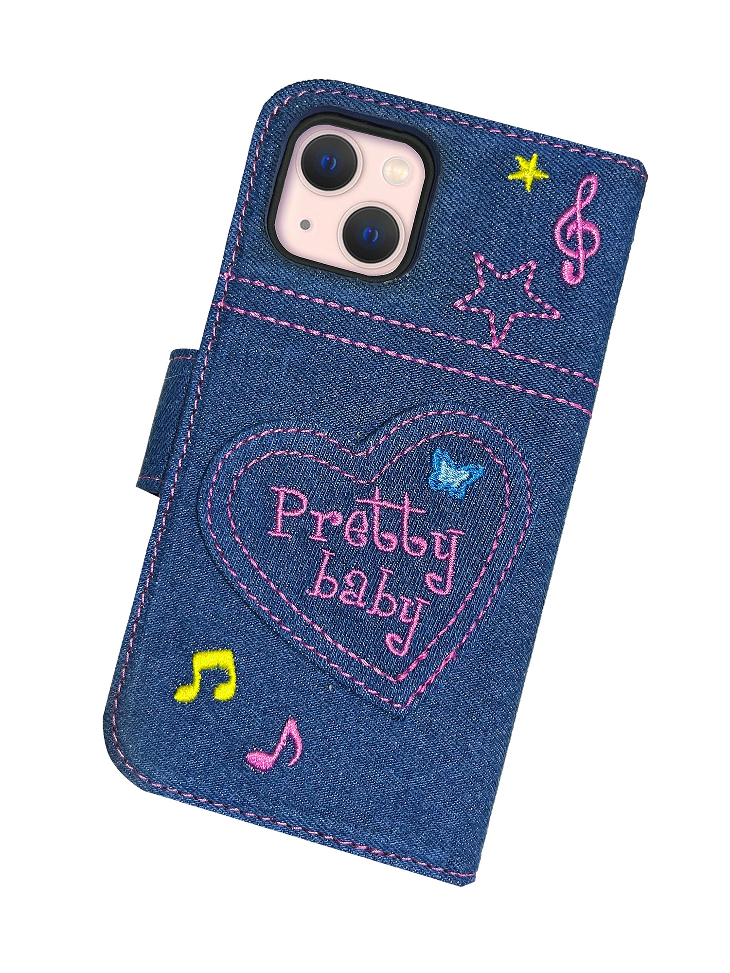 Rubbie's Room Pretty Baby denim jeans style flip phone case Rubbie's Room Pretty Baby denim jeans style flip phone case